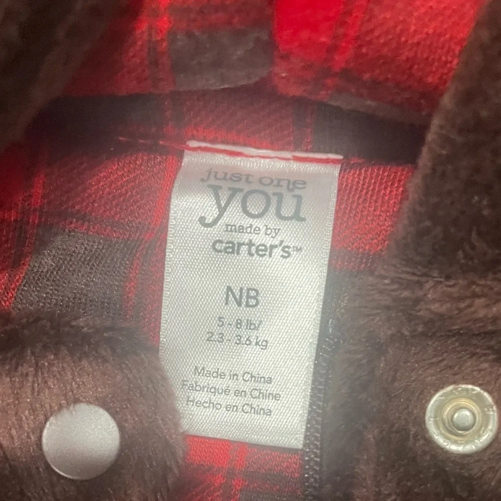 Just one You by Carters NEWBORN Brown Hooded Kids One Piece NWT